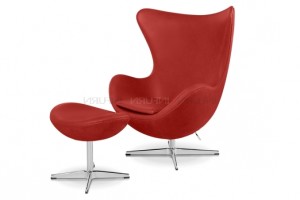 fauteuil oeuf jacobsen cuir rouge